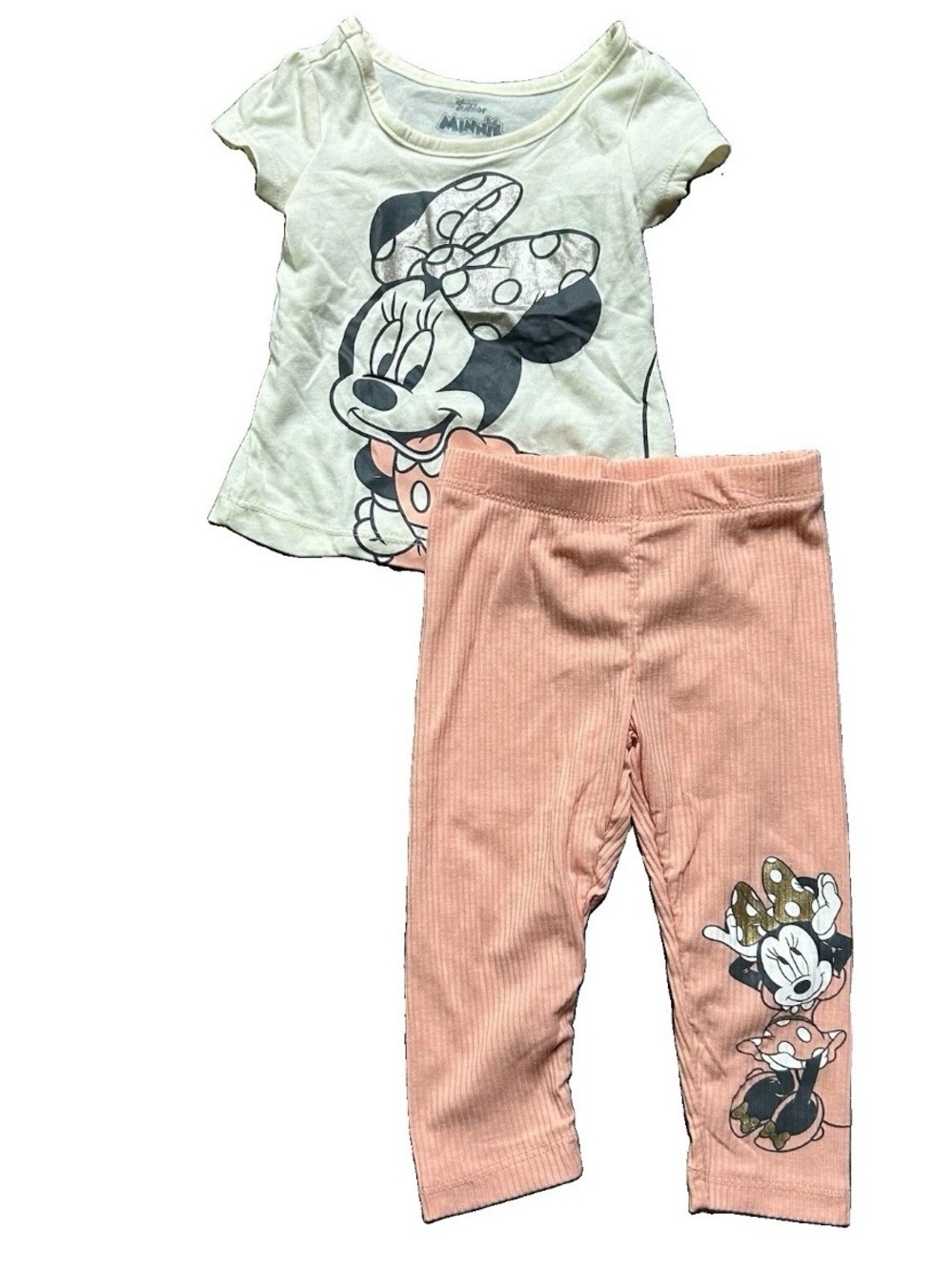Baby Girl Minnie Mouse Matching Set T Shirt Leggings Size 12 Months